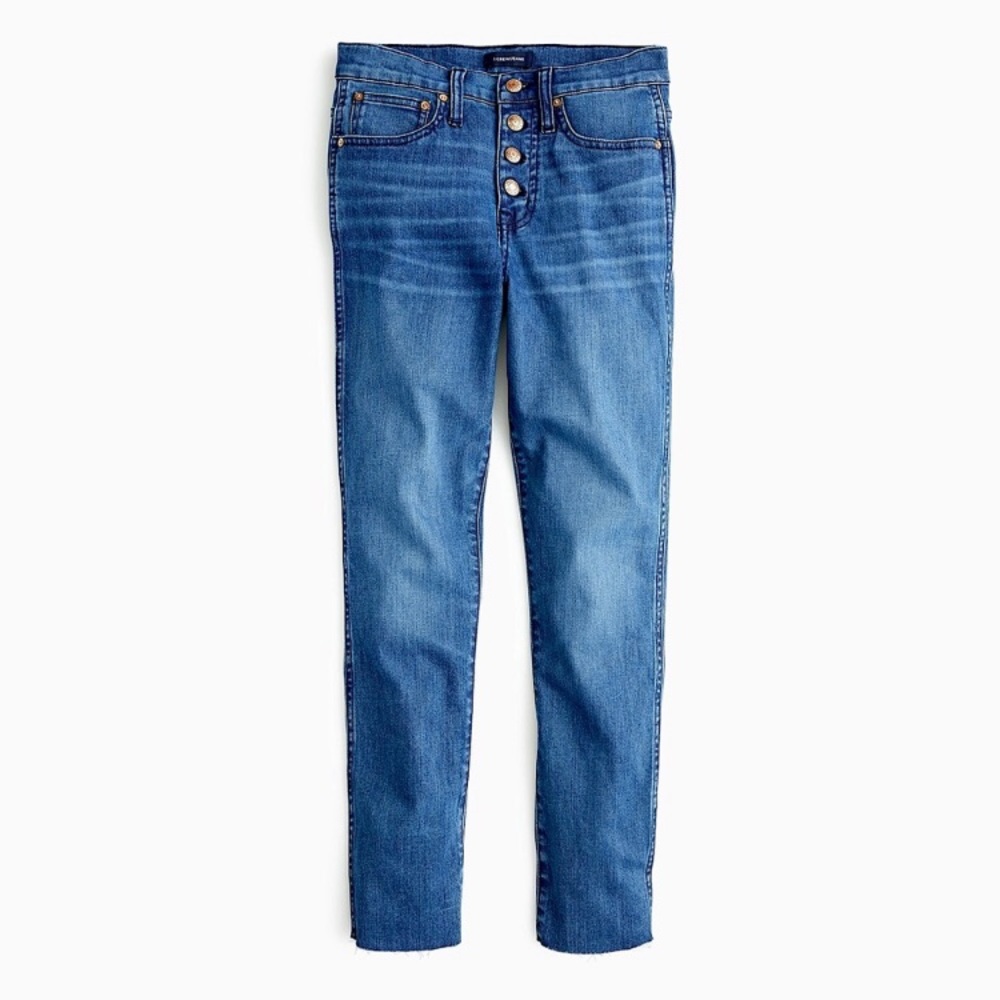 J. CREW | Vintage Straight Button Fly Raw Hem Denim Blue Jeans size 29 - Picture 2 of 14